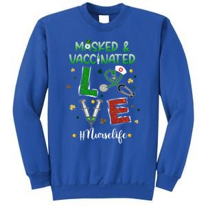 Vaccinated Masked St Patrick's Day Nurse Life Healthcare Gift Sweatshirt