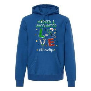 Vaccinated Masked St Patrick's Day Nurse Life Healthcare Gift Premium Hoodie