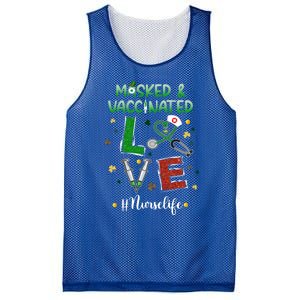 Vaccinated Masked St Patrick's Day Nurse Life Healthcare Gift Mesh Reversible Basketball Jersey Tank