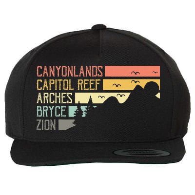Vintage Moab Souvenir Big 5 Utah Mighty Five National Park Wool Snapback Cap
