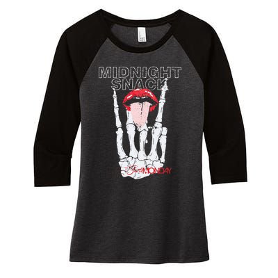 Vintage Midnight Snack Design Women's Tri-Blend 3/4-Sleeve Raglan Shirt