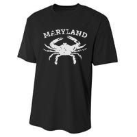 Vintage Maryland State Blue Crab Performance Sprint T-Shirt