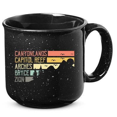 Vintage Moab Souvenir Big 5 Utah Mighty Five National Park 15oz Campfire Ceramic Mug