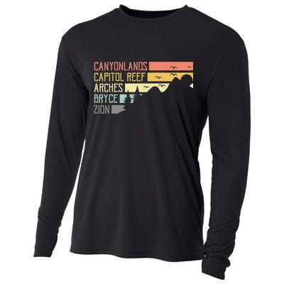 Vintage Moab Souvenir Big 5 Utah Mighty Five National Park Cooling Performance Long Sleeve Crew