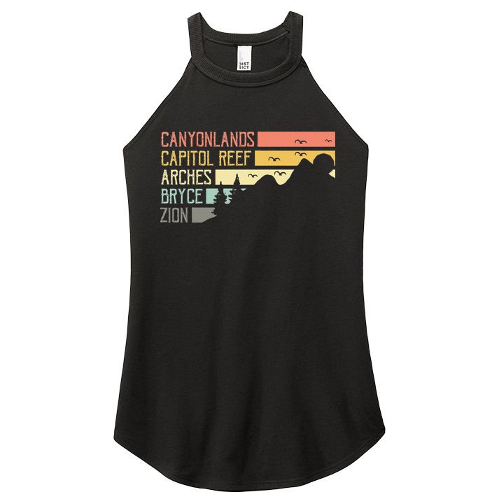 Vintage Moab Souvenir Big 5 Utah Mighty Five National Park Women's Perfect Tri Rocker Tank