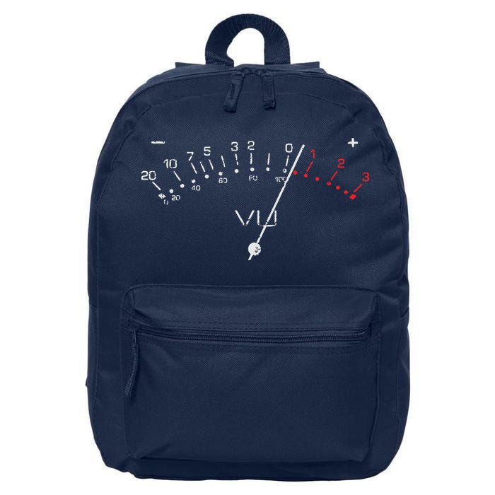 VU Meter Sound Engineer Hi Fi Analog Tee 16 in Basic Backpack