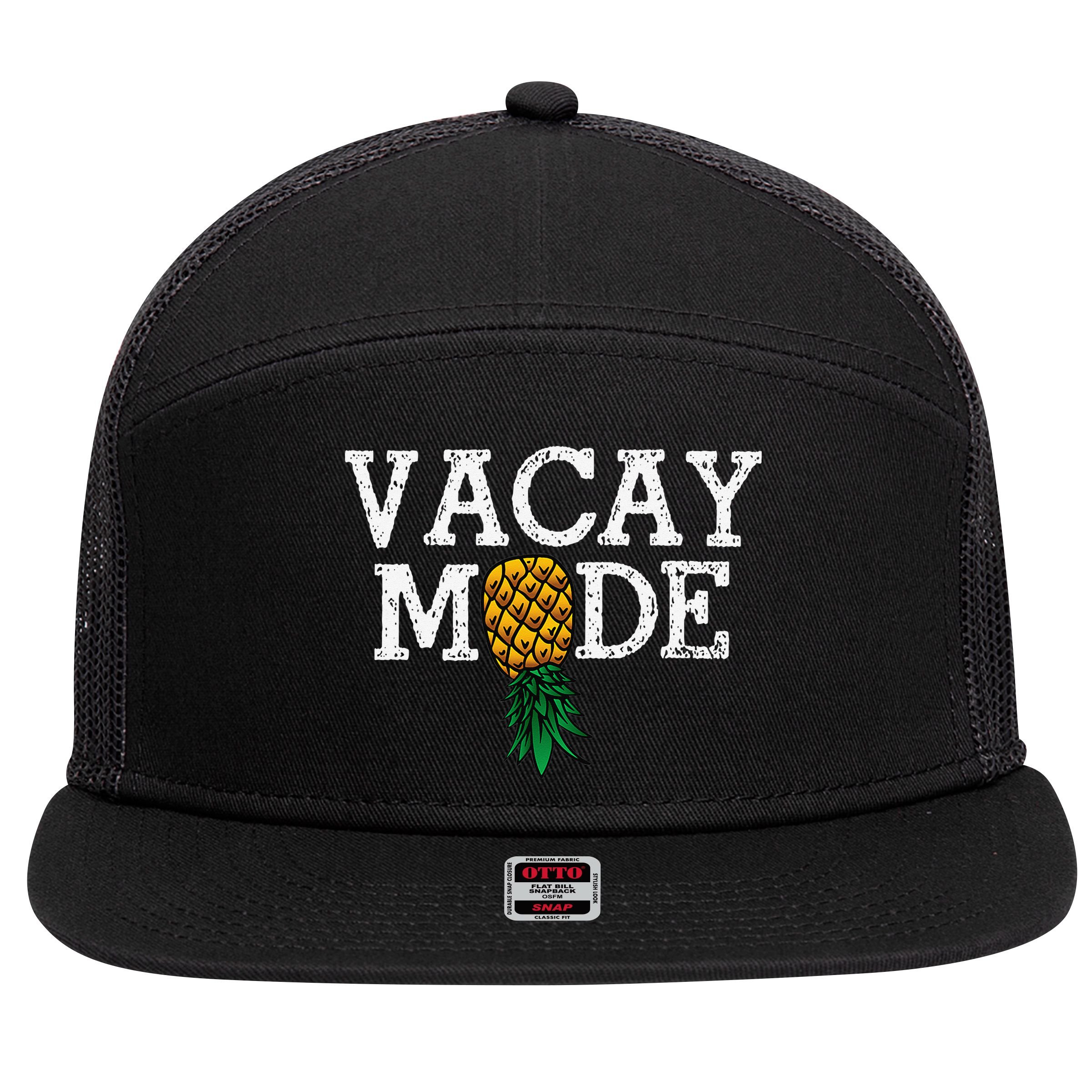 Vacay Mode summer vacation upside down pineapple swinger 7 Panel Mesh Trucker Snapback Hat