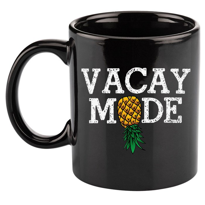 Vacay Mode summer vacation upside down pineapple swinger 11oz C Handle Ceramic Mug