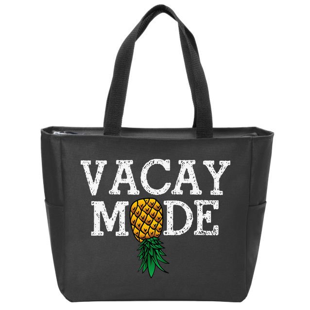 Vacay Mode summer vacation upside down pineapple swinger Zip Tote Bag