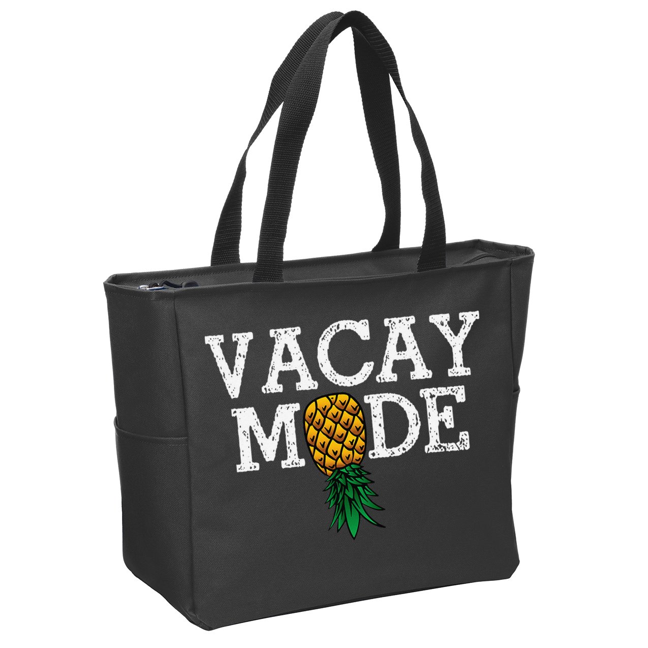 Vacay Mode summer vacation upside down pineapple swinger Zip Tote Bag