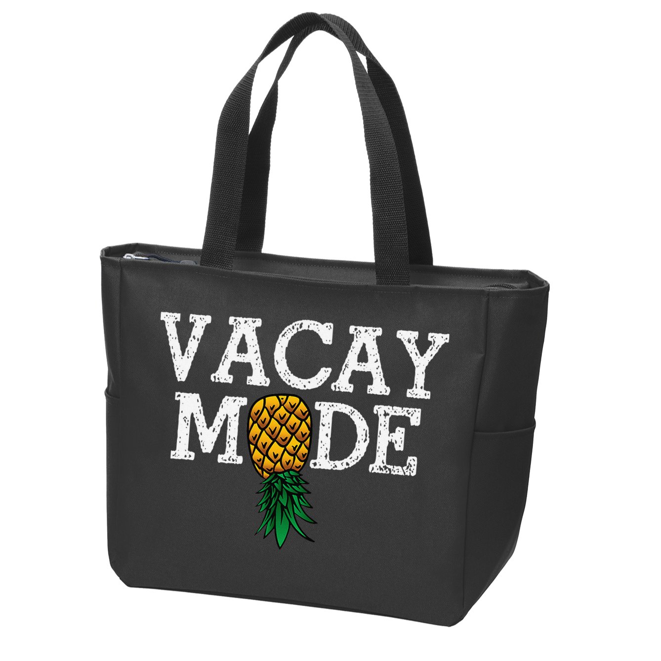 Vacay Mode summer vacation upside down pineapple swinger Zip Tote Bag