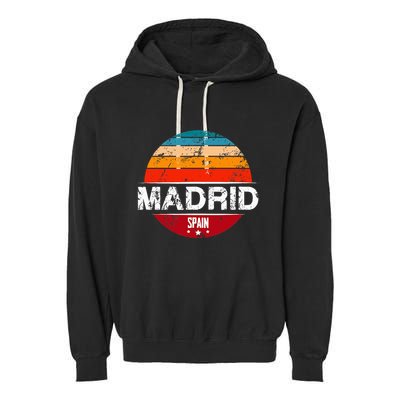 Vintage Madrid Spain Souvenir Garment-Dyed Fleece Hoodie