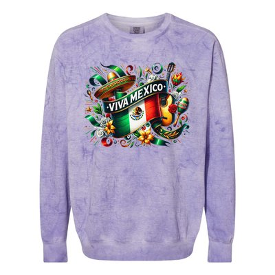 Viva Mexico September 16 Independence Of Mexico Gift Colorblast Crewneck Sweatshirt