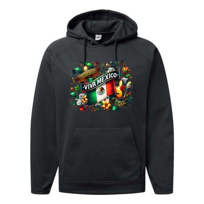 Viva Mexico September 16 Independence Of Mexico Gift Performance Fleece Hoodie