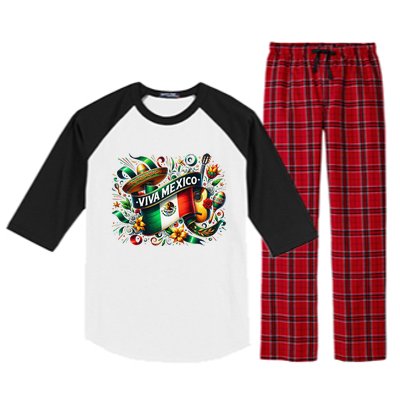 Viva Mexico September 16 Independence Of Mexico Gift Raglan Sleeve Pajama Set