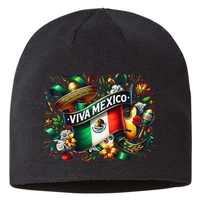 Viva Mexico September 16 Independence Of Mexico Gift Sustainable Beanie