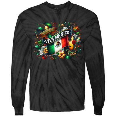 Viva Mexico September 16 Independence Of Mexico Gift Tie-Dye Long Sleeve Shirt