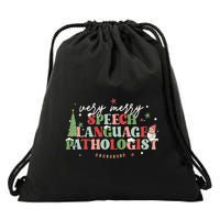 Very Merry Speech Language Pathologist Speech Squad Xmas Drawstring Bag