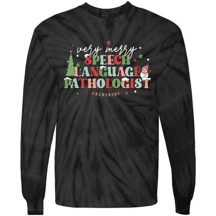 Very Merry Speech Language Pathologist Speech Squad Xmas Tie-Dye Long Sleeve Shirt