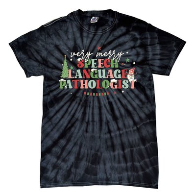 Very Merry Speech Language Pathologist Speech Squad Xmas Tie-Dye T-Shirt