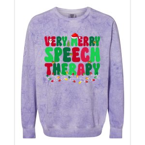 Very Merry Speech Therapy Slp Speech Therapist Christmas Gift Colorblast Crewneck Sweatshirt