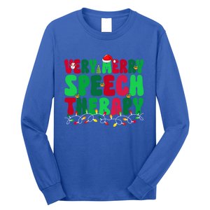 Very Merry Speech Therapy Slp Speech Therapist Christmas Gift Long Sleeve Shirt