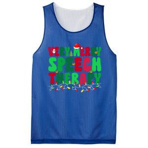 Very Merry Speech Therapy Slp Speech Therapist Christmas Gift Mesh Reversible Basketball Jersey Tank