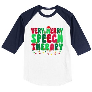 Very Merry Speech Therapy Slp Speech Therapist Christmas Gift Baseball Sleeve Shirt