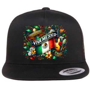 Viva Mexico September 16 Independence Of Mexico Flat Bill Trucker Hat