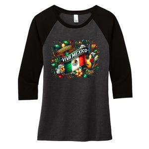 Viva Mexico September 16 Independence Of Mexico Women's Tri-Blend 3/4-Sleeve Raglan Shirt