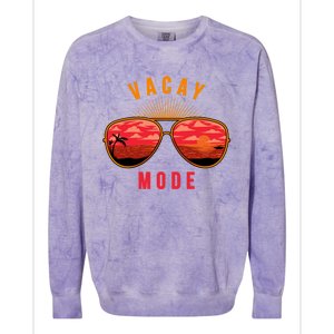 Vacay Mode Summer Vacation Vibes Sunglasses Beach Sunset Gift Colorblast Crewneck Sweatshirt