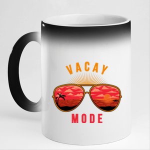 Vacay Mode Summer Vacation Vibes Sunglasses Beach Sunset Gift 11oz Black Color Changing Mug