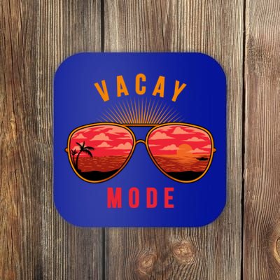 Vacay Mode Summer Vacation Vibes Sunglasses Beach Sunset Gift Coaster