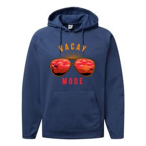 Vacay Mode Summer Vacation Vibes Sunglasses Beach Sunset Gift Performance Fleece Hoodie