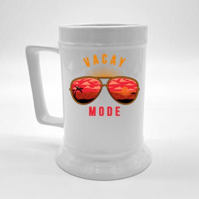 Vacay Mode Summer Vacation Vibes Sunglasses Beach Sunset Gift Beer Stein