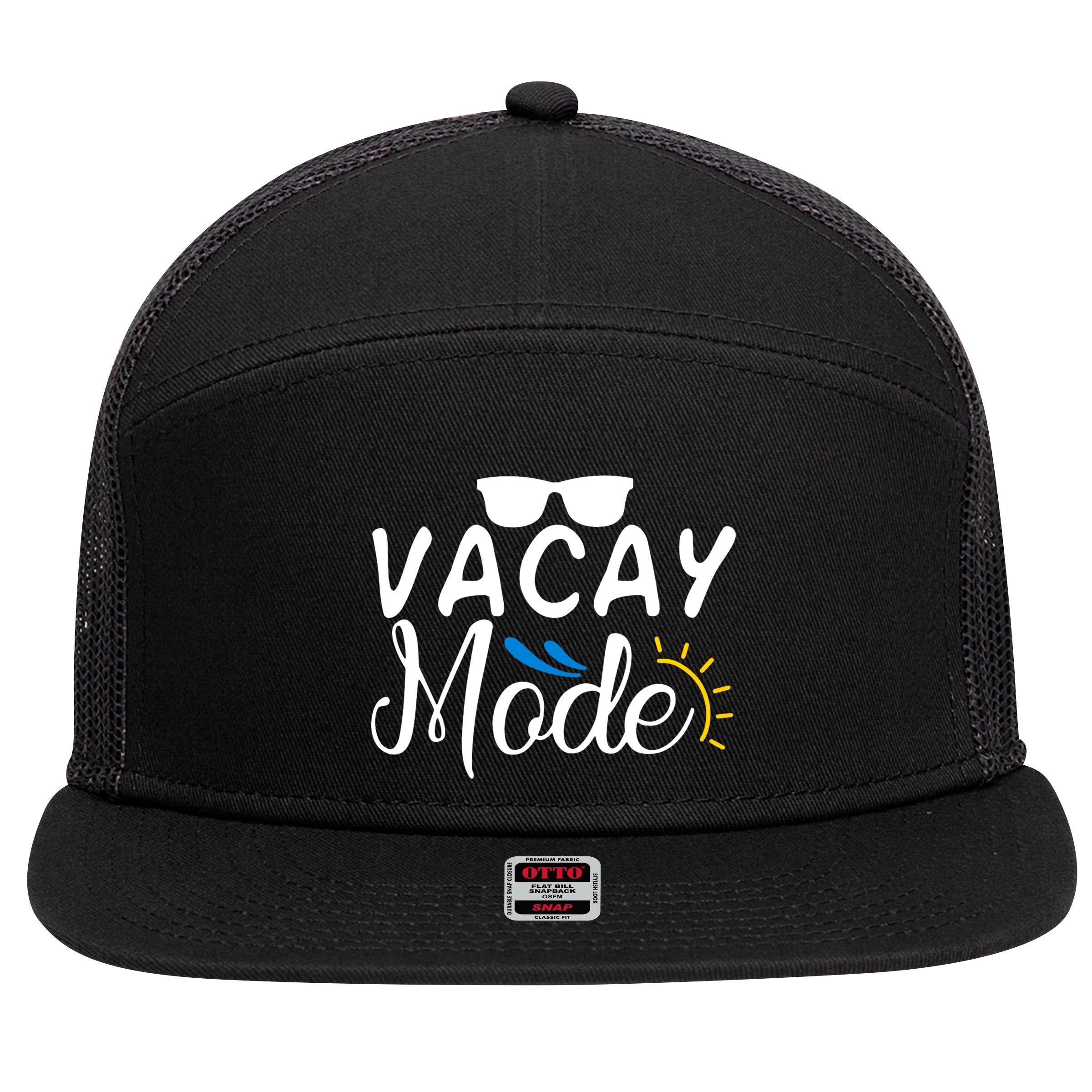 Vacay Mode Summer Vacation 7 Panel Mesh Trucker Snapback Hat