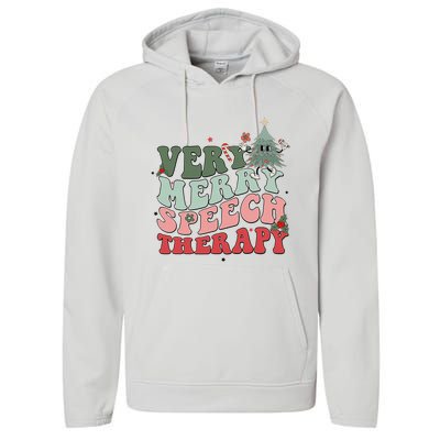 Very Merry Speech Therapist Christmas SLP Xmas Therapy Performance Fleece Hoodie