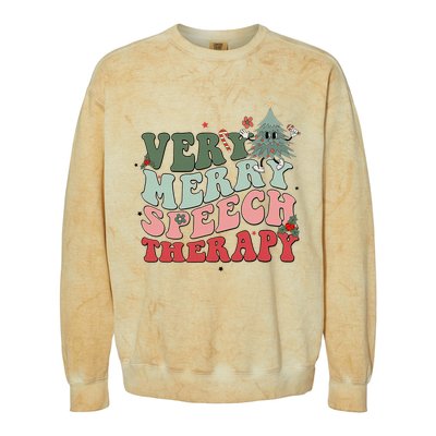 Very Merry Speech Therapist Christmas SLP Xmas Therapy Colorblast Crewneck Sweatshirt