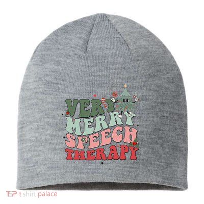 Very Merry Speech Therapist Christmas SLP Xmas Therapy Sustainable Beanie