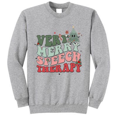 Very Merry Speech Therapist Christmas SLP Xmas Therapy Tall Sweatshirt