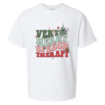 Very Merry Speech Therapist Christmas SLP Xmas Therapy Sueded Cloud Jersey T-Shirt