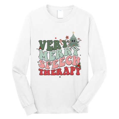 Very Merry Speech Therapist Christmas SLP Xmas Therapy Long Sleeve Shirt