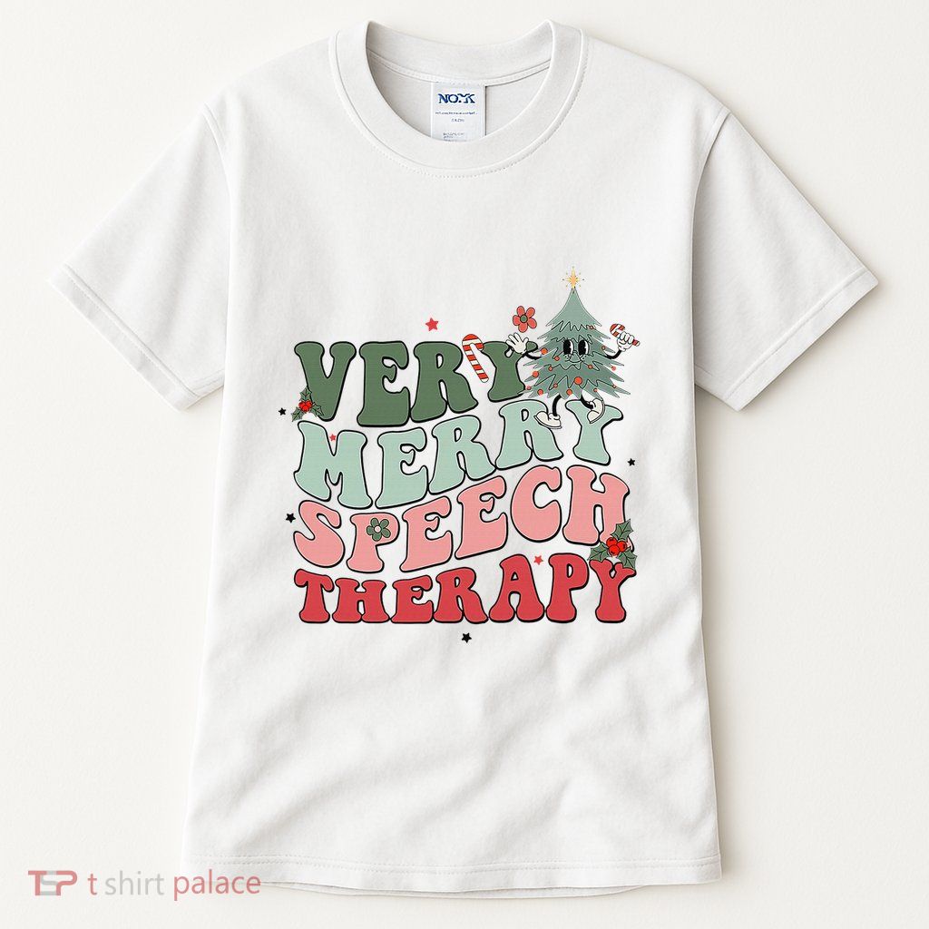 Very Merry Speech Therapist Christmas SLP Xmas Therapy Tall T-Shirt