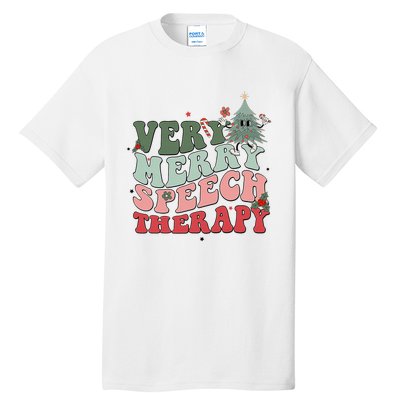 Very Merry Speech Therapist Christmas SLP Xmas Therapy Tall T-Shirt