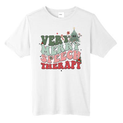 Very Merry Speech Therapist Christmas SLP Xmas Therapy Tall Fusion ChromaSoft Performance T-Shirt