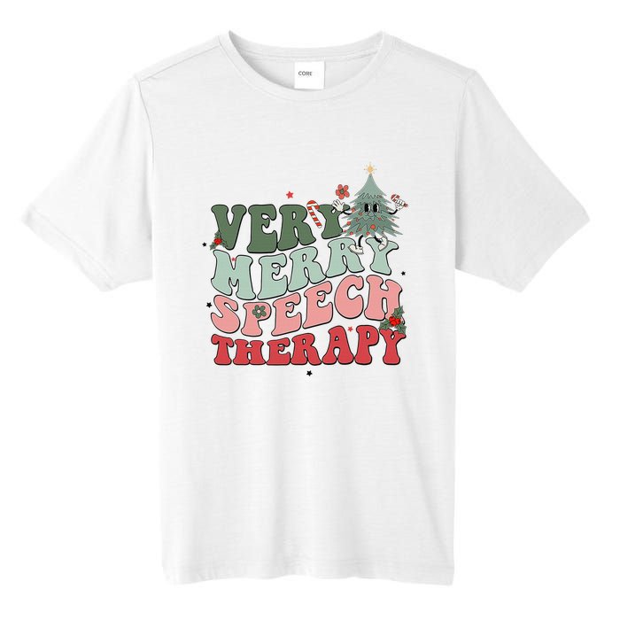 Very Merry Speech Therapist Christmas SLP Xmas Therapy Tall Fusion ChromaSoft Performance T-Shirt