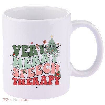Very Merry Speech Therapist Christmas SLP Xmas Therapy 11oz C Handle Ceramic Mug