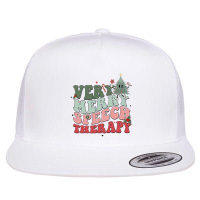 Very Merry Speech Therapist Christmas SLP Xmas Therapy Flatbill Hat