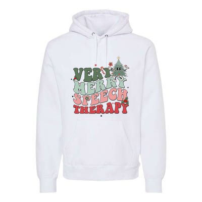 Very Merry Speech Therapist Christmas SLP Xmas Therapy Premium Hoodie