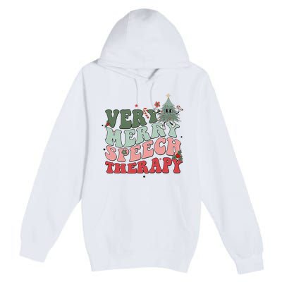 Very Merry Speech Therapist Christmas SLP Xmas Therapy Premium Pullover Hoodie